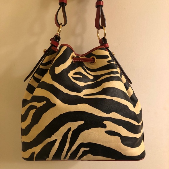 Dooney & Bourke zebra off white red black bucket - Picture 8 of 9